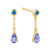 Load image into Gallery viewer, Stella | London Blue Topaz & Tanzanite Drop Earrings in Gold Vermeil
