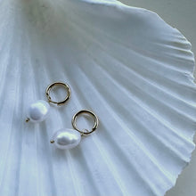 Load image into Gallery viewer, Carmen | Pearl Huggies in Gold Vermeil
