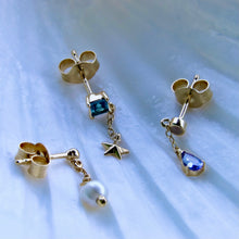 Load image into Gallery viewer, Stella | Moonstone & Tanzanite Drop Earrings in Gold Vermeil