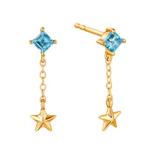 Load image into Gallery viewer, Nova | London Blue Topaz Star Drop Earrings in Gold Vermeil