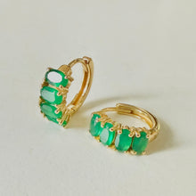 Load image into Gallery viewer, Bonnie | Green Onyx Huggies in Gold Vermeil
