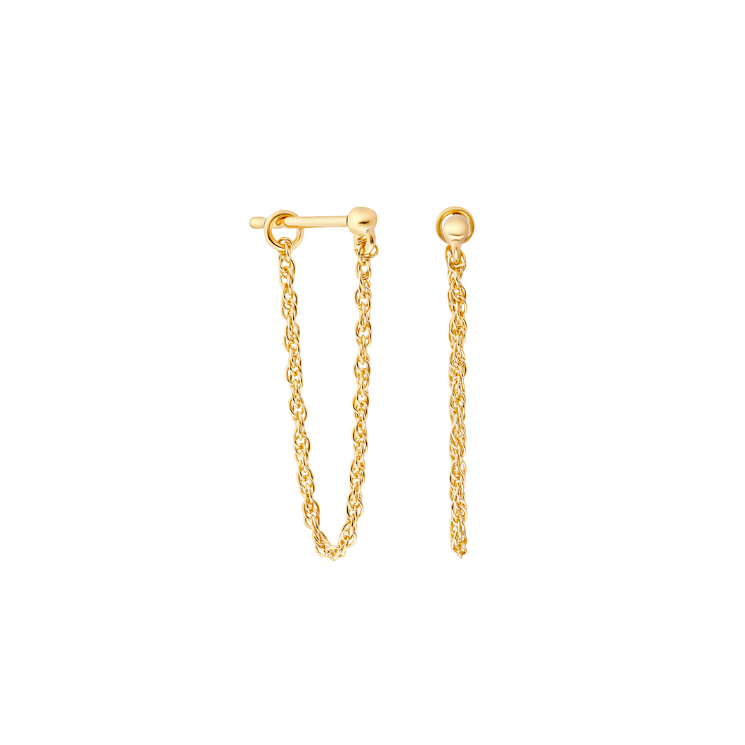 Gertrude | Rope Chain Stud Earrings in Gold Vermeil