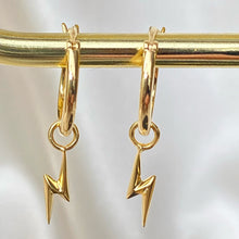 Load image into Gallery viewer, Lennie | Lightning Bolt Hoops in Gold Vermeil