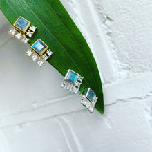 Load image into Gallery viewer, Elsa | Labradorite and White Topaz Stud in Gold Vermeil Earrings
