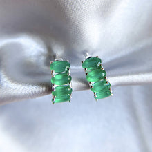 Load image into Gallery viewer, Bonnie | Green Onyx Huggies in Sterling Silver