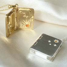Load image into Gallery viewer, Book of Dreams Locket | Citrine & Carnelian Charity Necklace in Sterling Silver