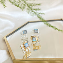 Load image into Gallery viewer, Elsa | Labradorite and White Topaz Stud in Gold Vermeil Earrings