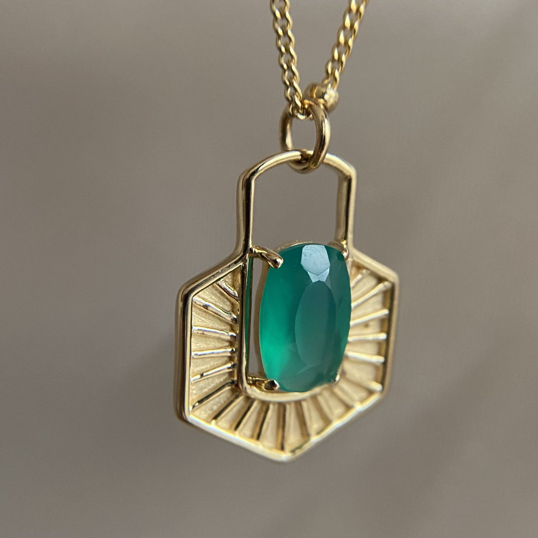 Lia | Green Onyx Necklace in Gold Vermeil