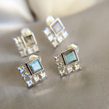 Load image into Gallery viewer, Elsa | Labradorite and White Topaz Stud in Sterling Silver Earrings