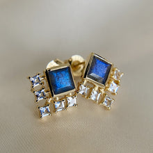 Load image into Gallery viewer, Elsa | Labradorite and White Topaz Stud in Gold Vermeil Earrings