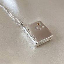 Load image into Gallery viewer, Book of Dreams Locket | Citrine & Carnelian Charity Necklace in Sterling Silver