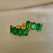 Load image into Gallery viewer, Bonnie | Green Onyx Huggies in Gold Vermeil