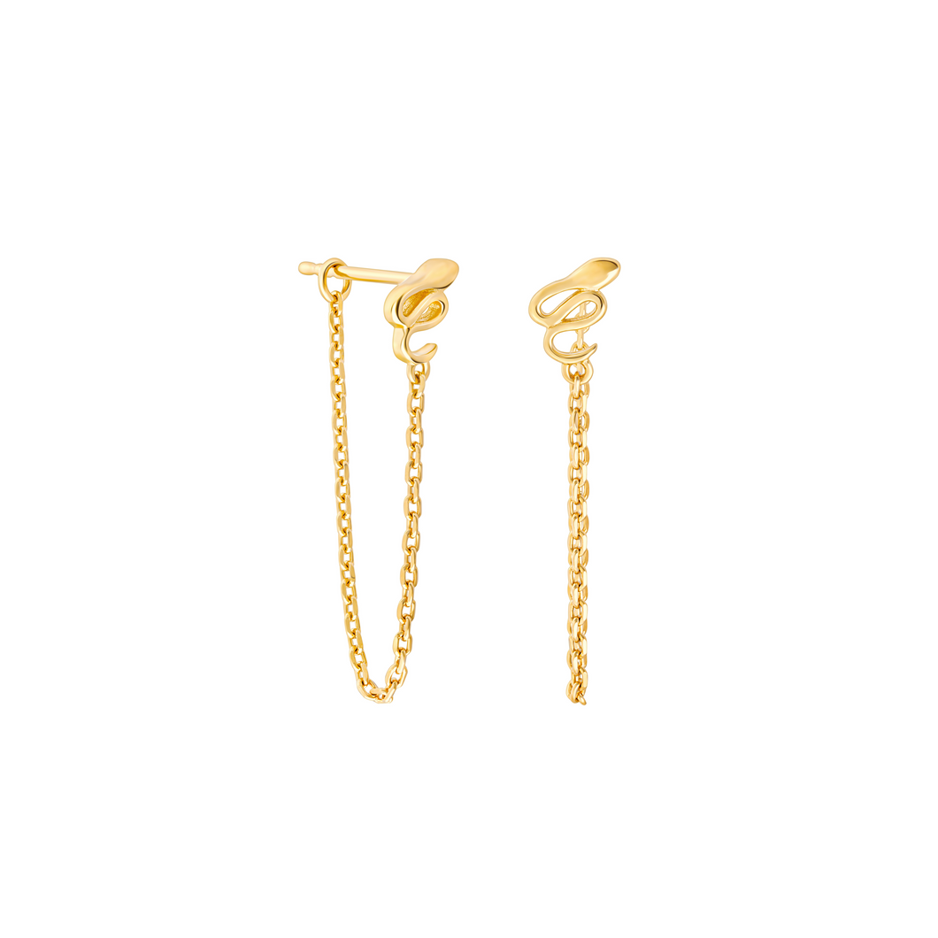 Ava | Snake Chain Stud Earrings in Gold Vermeil