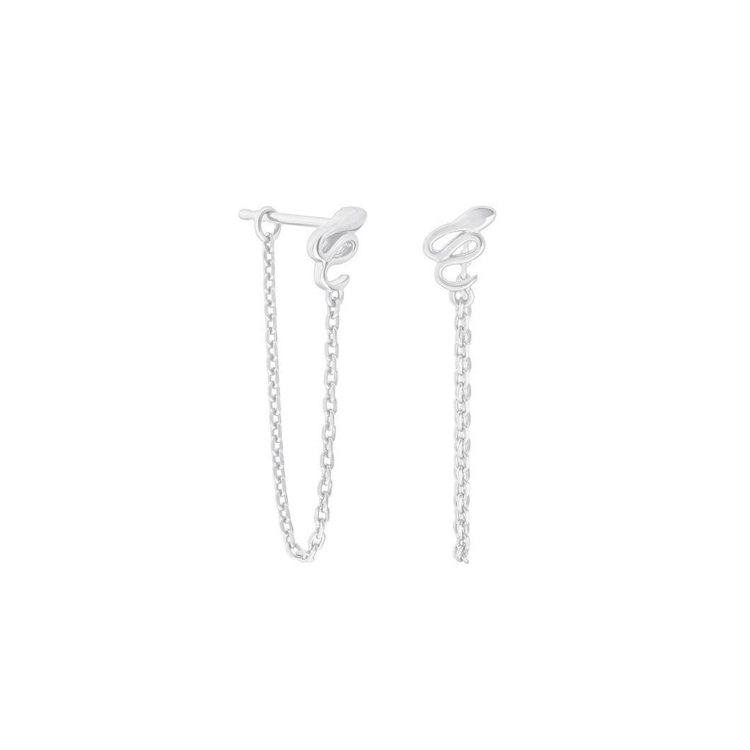 Ava | Snake Chain Stud Earrings in Sterling Silver