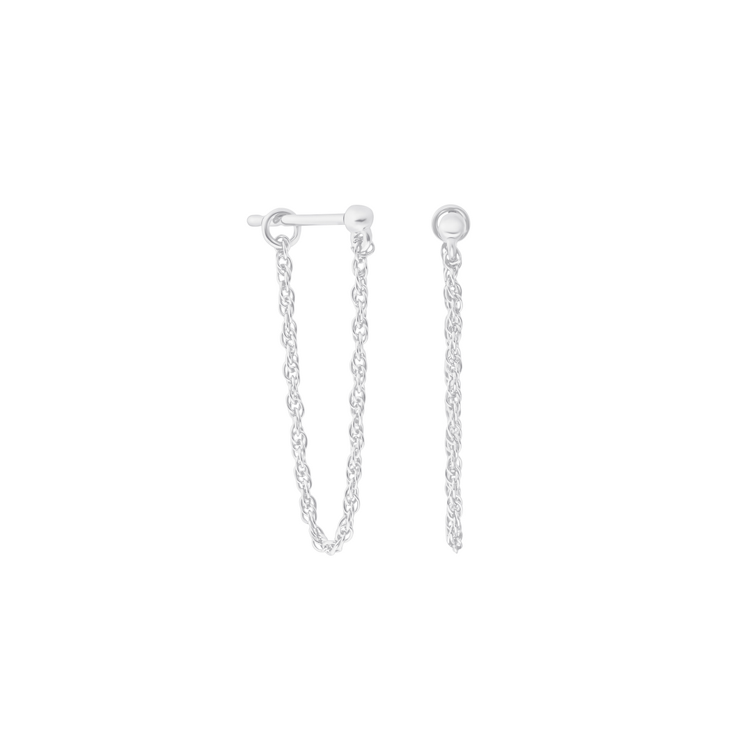 Gertrude | Rope Chain Stud Earrings in Sterling Silver