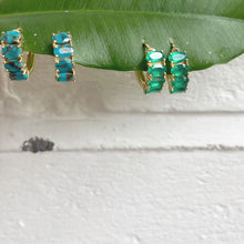 Load image into Gallery viewer, Bonnie | Green Onyx Huggies in Gold Vermeil
