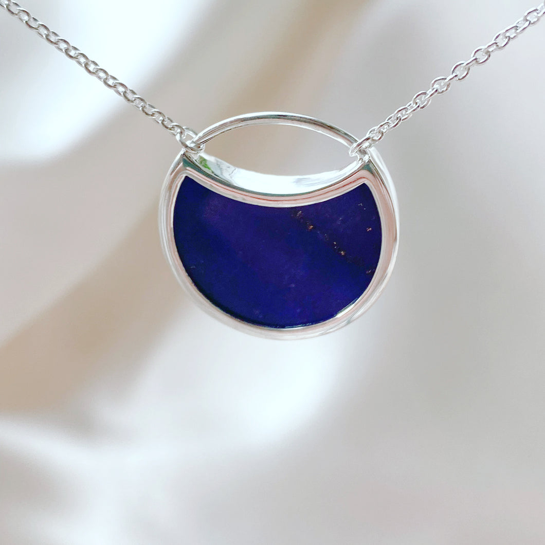Luna | Lapis Lazuli Necklace with Diamond Star in Sterling Silver