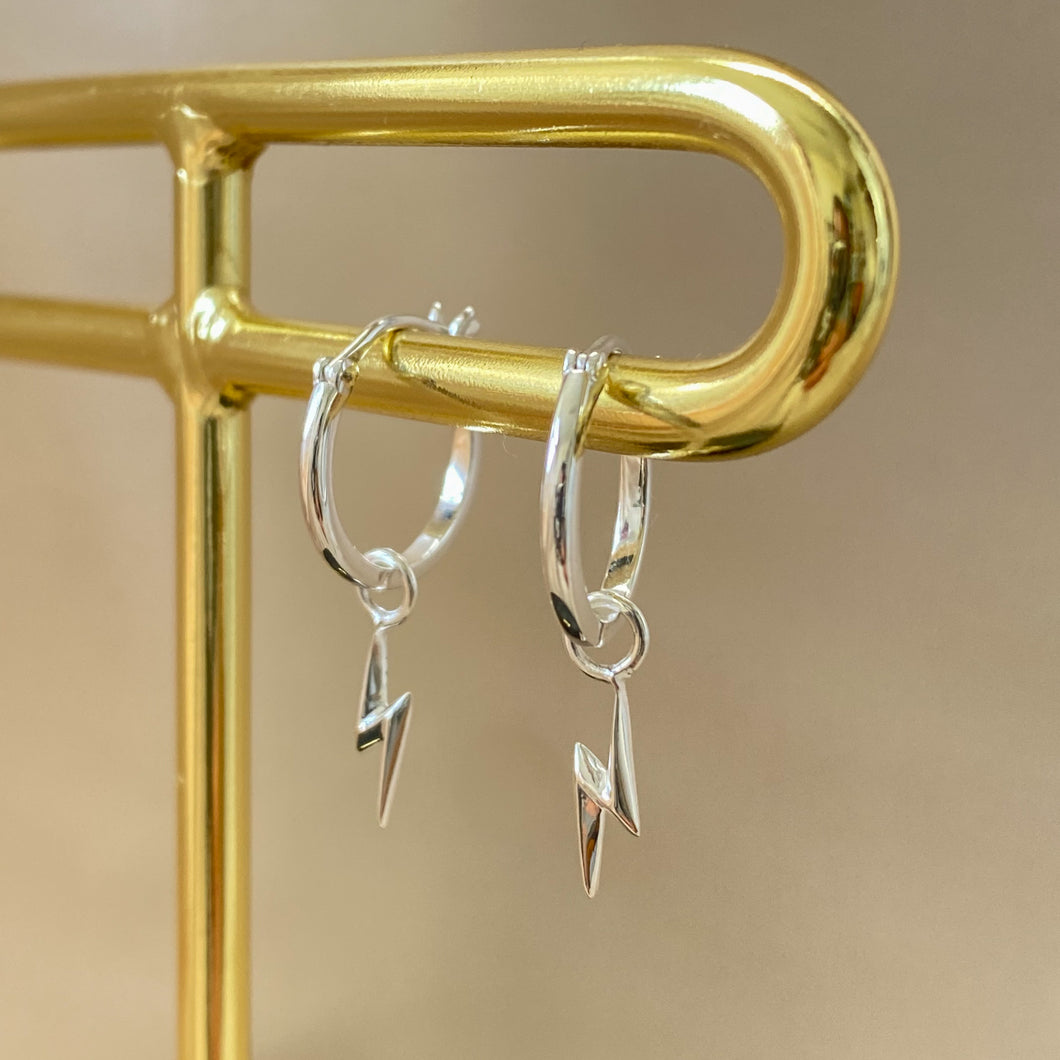 Lennie | Lightning Bolt Hoops in Sterling Silver