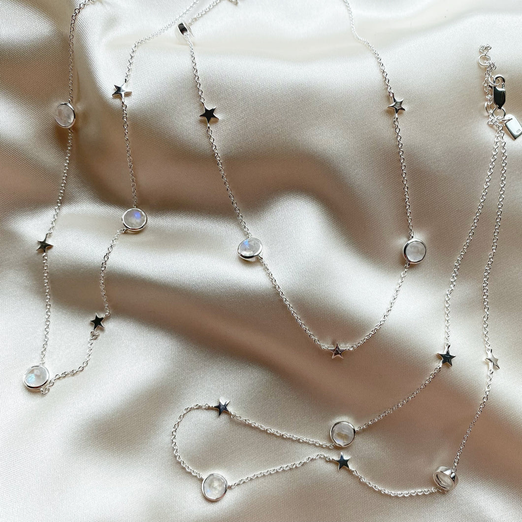 Erica | Nightsky Necklace with Moonstone in Sterling Silver
