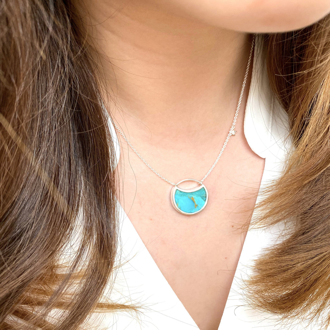 Luna | Turquoise Necklace with Diamond Star in Sterling Silver