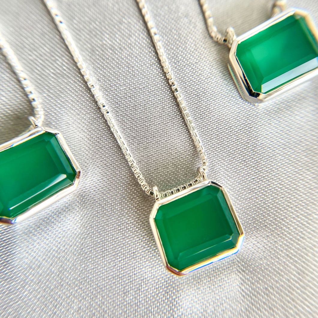 Sydney | Green Onyx Necklace in Sterling Silver