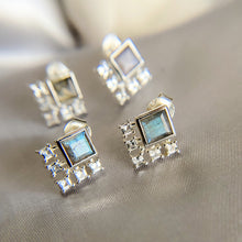 Load image into Gallery viewer, Elsa | Labradorite and White Topaz Stud in Sterling Silver Earrings
