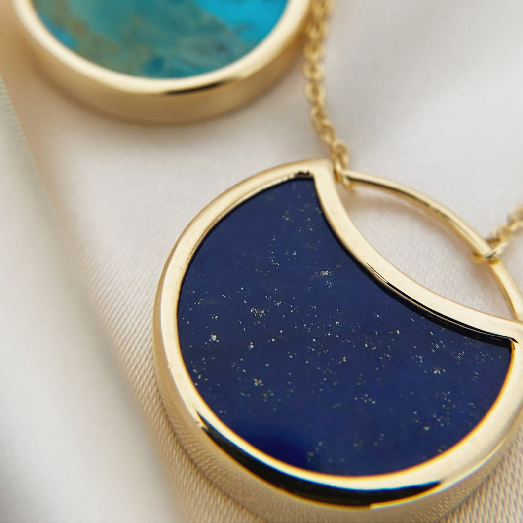 Luna | Lapis Lazuli Necklace with Diamond Star in Gold Vermeil