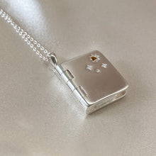 Load image into Gallery viewer, Book of Dreams Locket | Citrine &amp; Carnelian Charity Necklace in Sterling Silver
