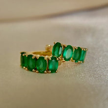 Load image into Gallery viewer, Bonnie | Green Onyx Huggies in Gold Vermeil
