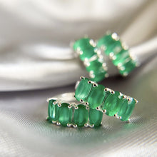 Load image into Gallery viewer, Bonnie | Green Onyx Huggies in Sterling Silver
